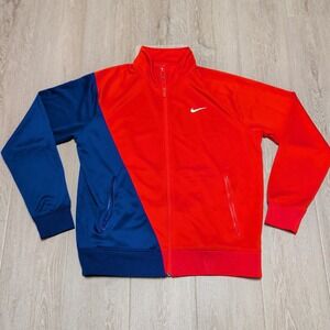 Nike 2017 Big Swoosh Track Jacket Mens L Red Blue Excellent‎ Colorblock Full Zip